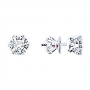 Серьги из белого золота Diamant с рубином и бриллиантом выращенным 52-222-02378-1 фото