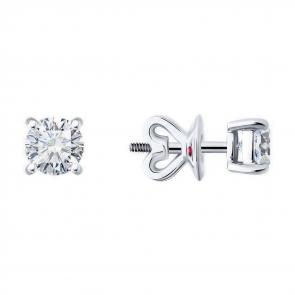 Серьги из белого золота Diamant с рубином и бриллиантом выращенным 52-222-02404-1 фото