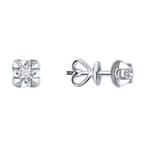 Серьги из белого золота Diamant с рубином и бриллиантом выращенным 52-222-02478-1 фото