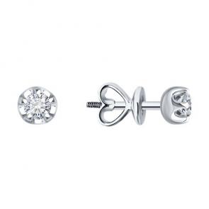 Серьги из белого золота Diamant с рубином и бриллиантом выращенным 52-222-02486-1 фото