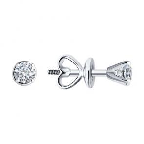 Серьги из белого золота Diamant с рубином и бриллиантом выращенным 52-222-02487-1 фото
