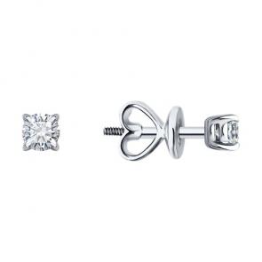 Серьги из белого золота Diamant с рубином и бриллиантом выращенным 52-222-02488-1 фото