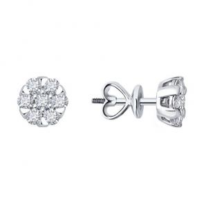 Серьги из белого золота Diamant с рубином и бриллиантом выращенным 52-222-02500-1 фото