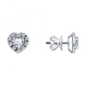 Серьги из белого золота Diamant с рубином и бриллиантом выращенным 52-222-02578-1 фото