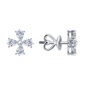 Серьги из белого золота Diamant с рубином и бриллиантом выращенным 52-222-02595-1 фото