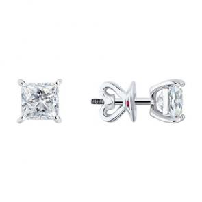 Серьги из белого золота Diamant с рубином и бриллиантом выращенным 52-222-02703-1 фото