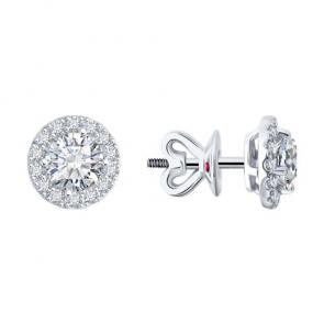 Серьги из белого золота Diamant с рубином и бриллиантом выращенным 52-222-02748-1 фото