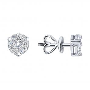 Серьги из белого золота Diamant с рубином и бриллиантом выращенным 52-222-02751-1 фото