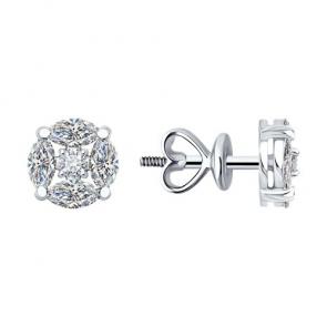 Серьги из белого золота Diamant с рубином и бриллиантом выращенным 52-222-02796-1 фото