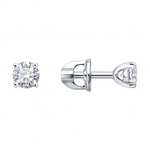 Серьги из белого золота Diamant с бриллиантом выращенным 52-222-03013-1 фото