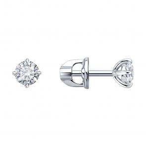 Серьги из белого золота Diamant с бриллиантом выращенным 52-222-03019-1 фото