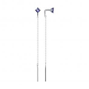 Серьги из белого золота Diamant с танзанитом 52-223-01714-3 фото