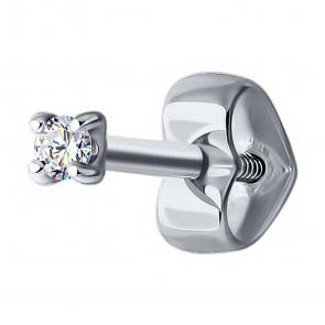 Одиночная серьга из белого золота Diamant с бриллиантом 52-227-01926-1 фото