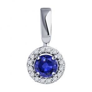 Подвеска из белого золота Diamant с бриллиантом и сапфиром 52-230-01772-1 фото