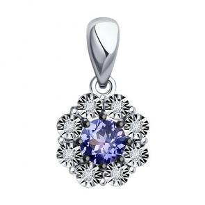 Подвеска из белого золота Diamant с бриллиантом и танзанитом 52-230-01817-2 фото