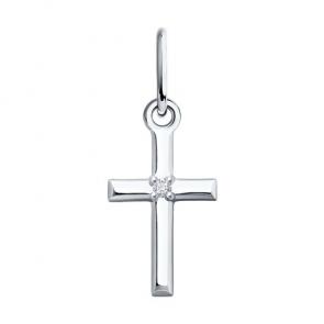 Подвеска из белого золота Diamant с бриллиантом 52-230-02126-1 фото