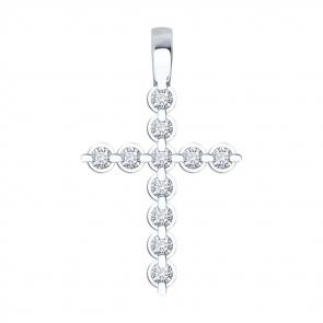 Подвеска из белого золота Diamant с бриллиантом и рубином 52-230-02589-1 фото