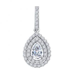 Подвеска из белого золота Diamant с рубином и бриллиантом выращенным 52-230-02712-1 фото