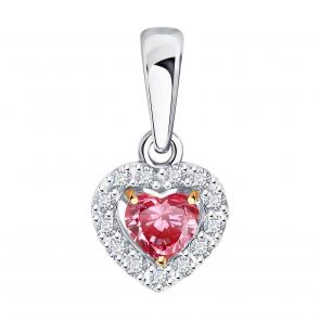 Подвеска из белого золота Diamant с рубином и бриллиантом выращенным 52-230-02778-1 фото