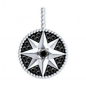 Подвеска из белого золота Diamant с чёрным бриллиантом 52-230-02974-1 фото