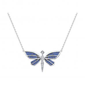 Колье из белого золота Diamant с бриллиантом и сапфиром 52-270-00458-2 фото