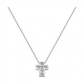 Колье из белого золота Крест Diamant с бриллиантом 52-270-01345-1 фото