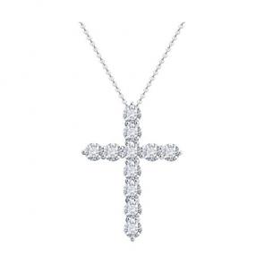 Колье Крест из белого золота Diamant с  выращенным бриллиантом и и рубином 52-270-02406-1 фото