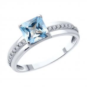 Кольцо из белого золота Diamant с топазом и фианитом 52-310-01729-1 фото