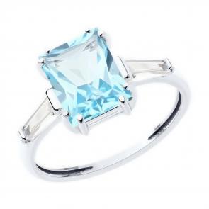 Кольцо из белого золота Diamant с топазом и фианитом 52-310-02433-1 фото