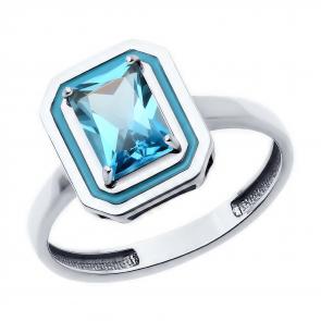 Кольцо из белого золота Diamant с топазом и эмалью 52-310-02450-1 фото