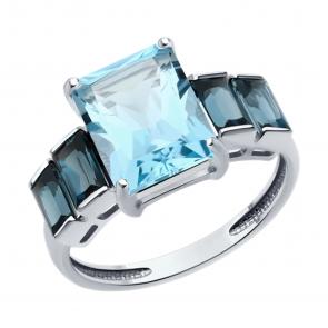 Золотое кольцо Diamant с топазом и Лондон топазом 52-310-02457-1 фото