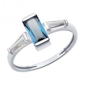 Золотое кольцо SOKOLOV с фианитом и Лондон топазом 52-310-02469-2 фото