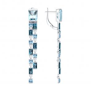 Серьги из белого золота Diamant с топазом и Лондон топазом 52-321-02574-1 фото