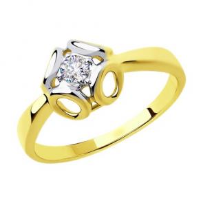 Кольцо из лимонного золота Diamant с фианитом 53-110-00510-1 фото