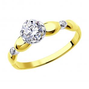 Кольцо из лимонного золота Diamant с фианитом 53-110-00590-1 фото