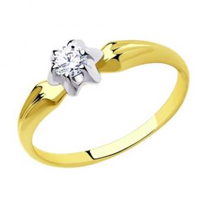 Кольцо из лимонного золота Diamant с фианитом 53-110-00734-1 фото