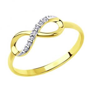 Кольцо из лимонного золота Diamant с фианитом 53-110-00787-1 фото