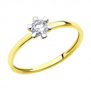Кольцо из лимонного золота Diamant с фианитом 53-110-00820-1 фото