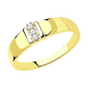 Кольцо из лимонного золота Diamant с фианитом 53-110-00821-1 фото