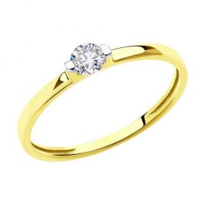 Кольцо из лимонного золота Diamant с фианитом 53-110-00840-1 фото