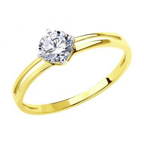 Кольцо из лимонного золота Diamant с фианитом 53-110-01574-1 фото