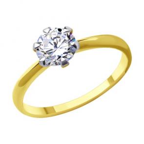 Кольцо из лимонного золота Diamant с фианитом 53-110-01816-1 фото