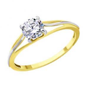 Кольцо из лимонного золота Diamant с фианитом 53-110-01852-1 фото