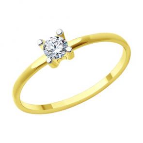 Кольцо из лимонного золота Diamant с фианитом 53-110-01997-1 фото