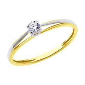Кольцо из лимонного золота Diamant с фианитом 53-110-02231-1 фото