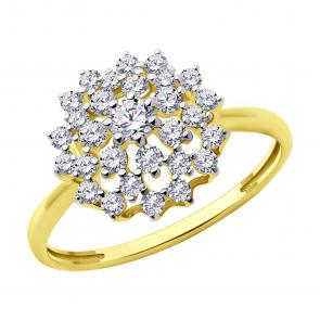 Кольцо из лимонного золота Diamant с фианитом 53-110-02302-1 фото