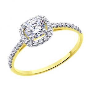 Кольцо из лимонного золота Diamant с фианитом 53-110-02355-1 фото