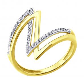 Кольцо из лимонного золота Diamant с фианитом 53-110-02872-1 фото