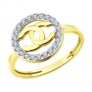 Золотое кольцо SOKOLOV с фианитом 53-110-02979-1 фото