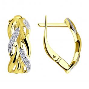 Серьги из лимонного золота Diamant с фианитом 53-120-00221-1 фото